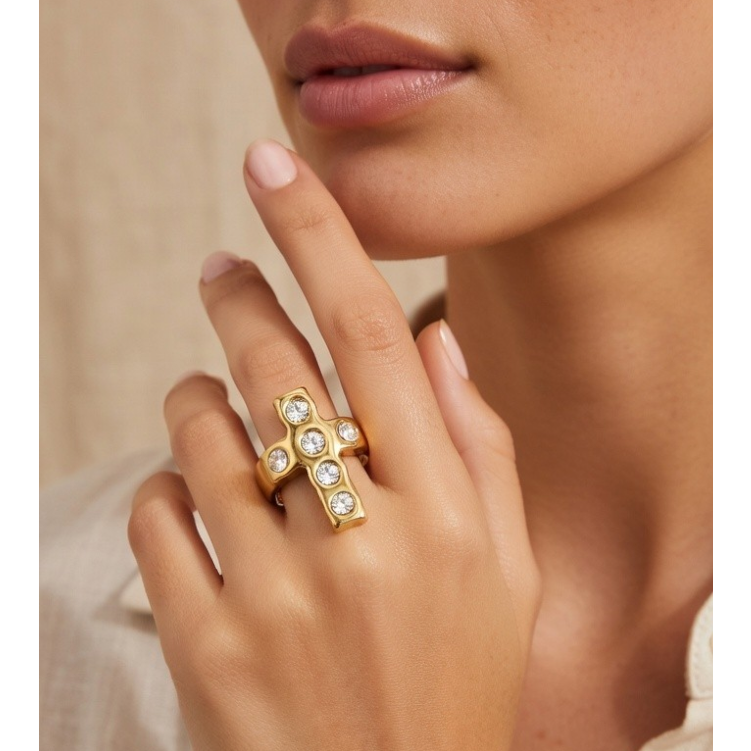 Anillo Cruz - Transparente