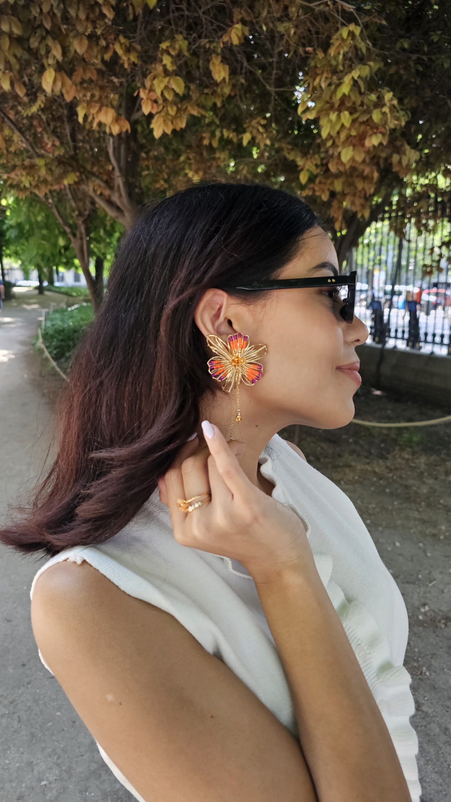 Pendientes Orquídea - Rosas&Naranjas