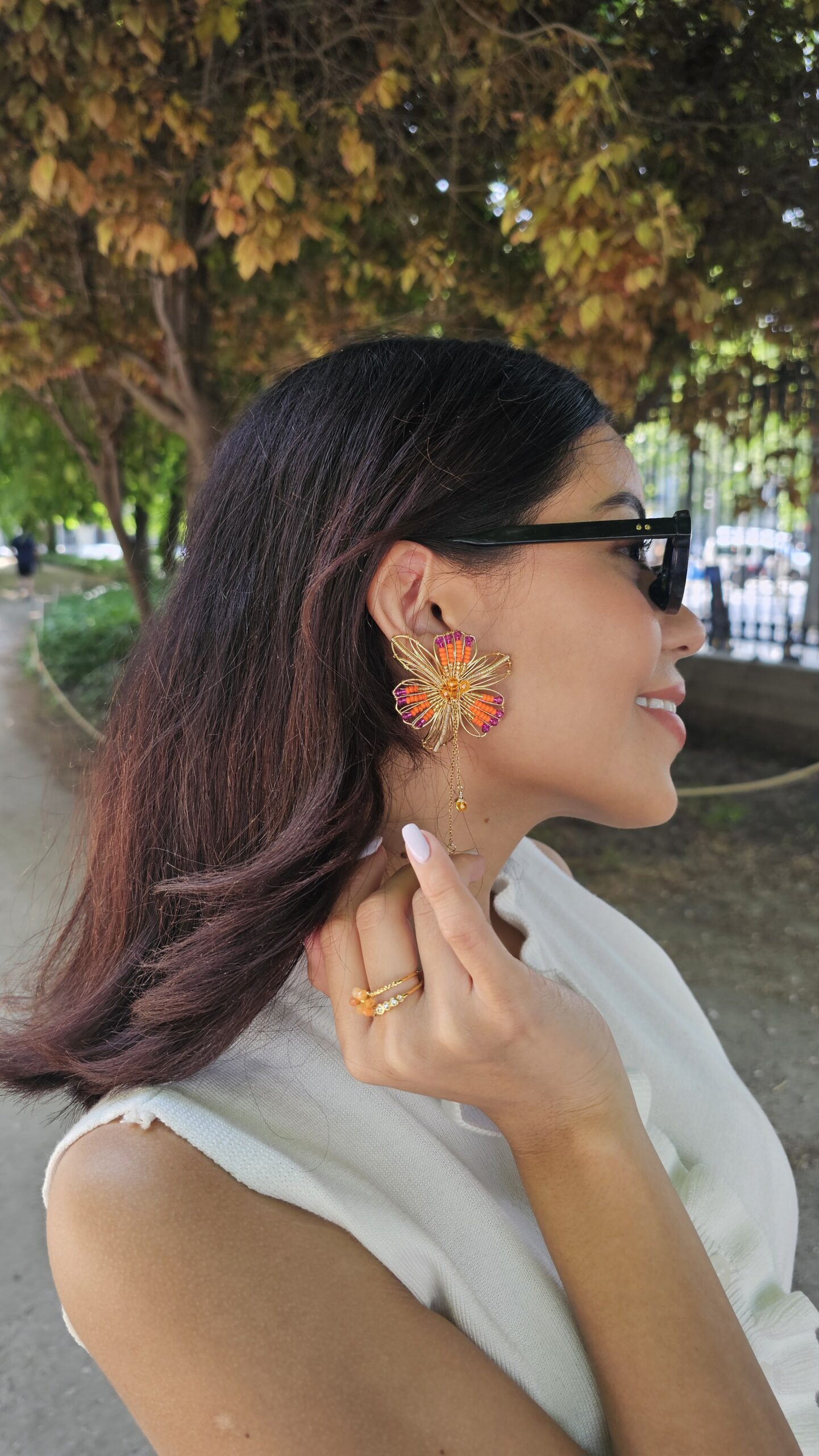 Pendientes Orquídea - Rosas&Naranjas