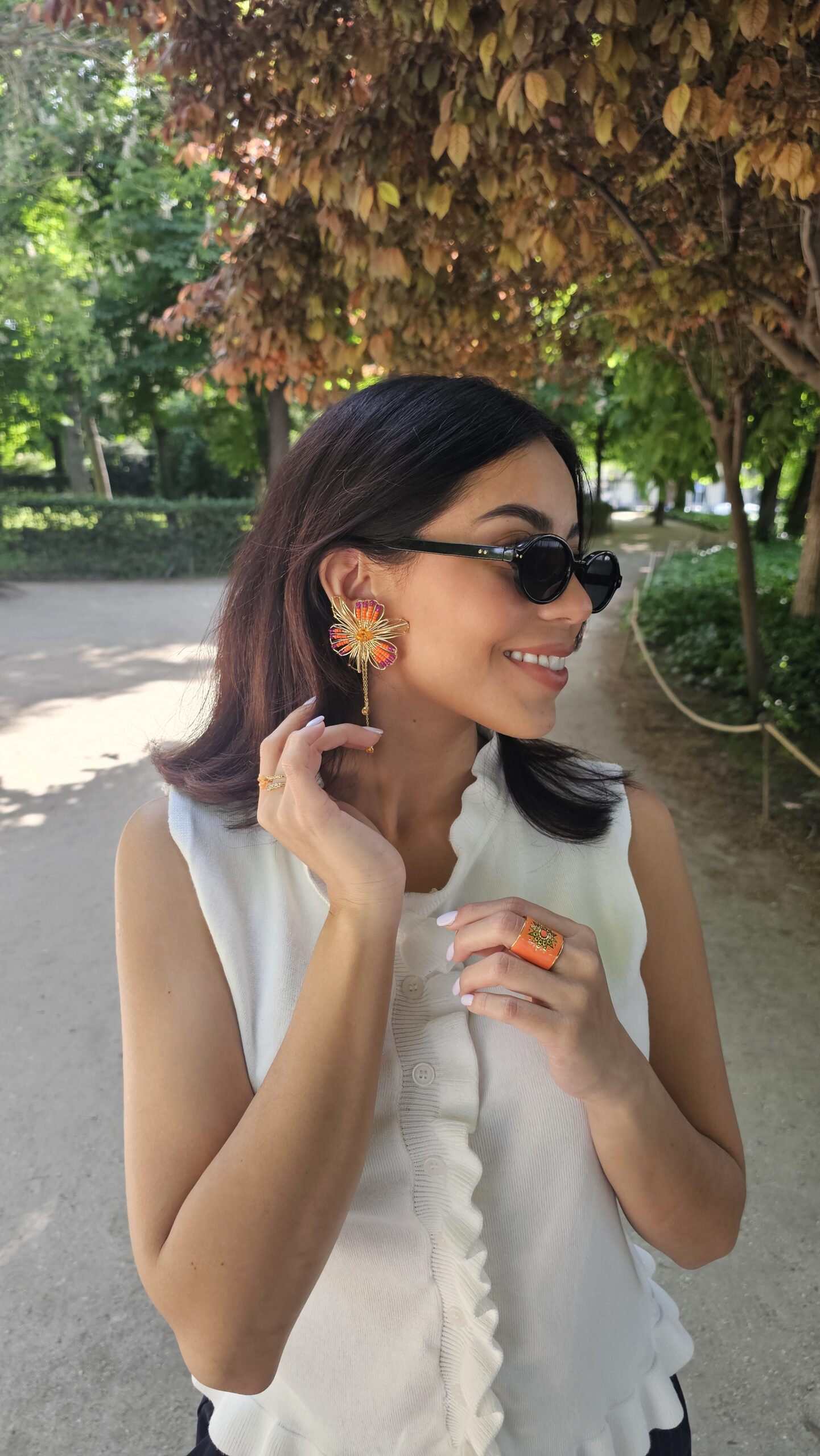 Pendientes Orquídea - Rosas&Naranjas