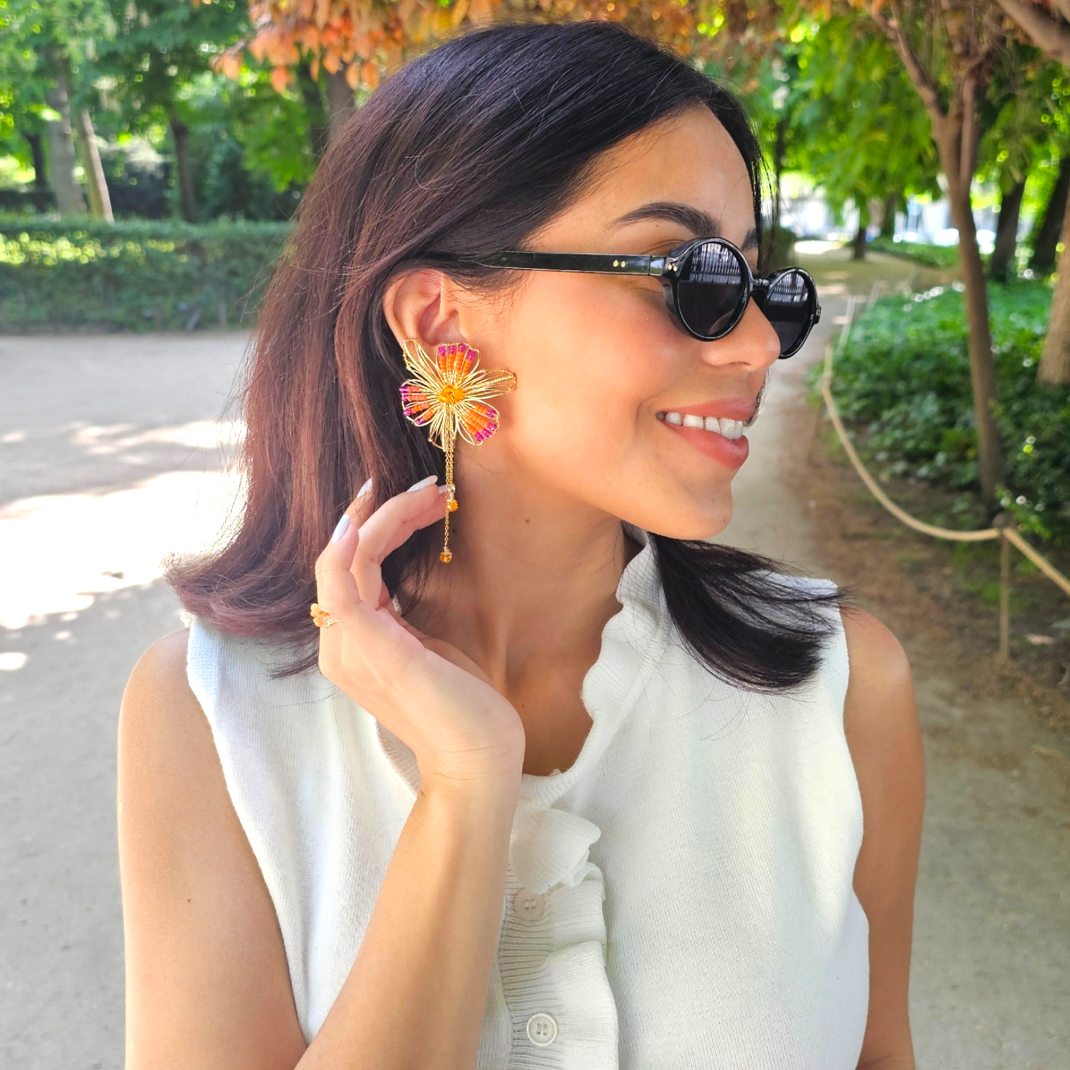 Pendientes Orquídea - Rosas&Naranjas