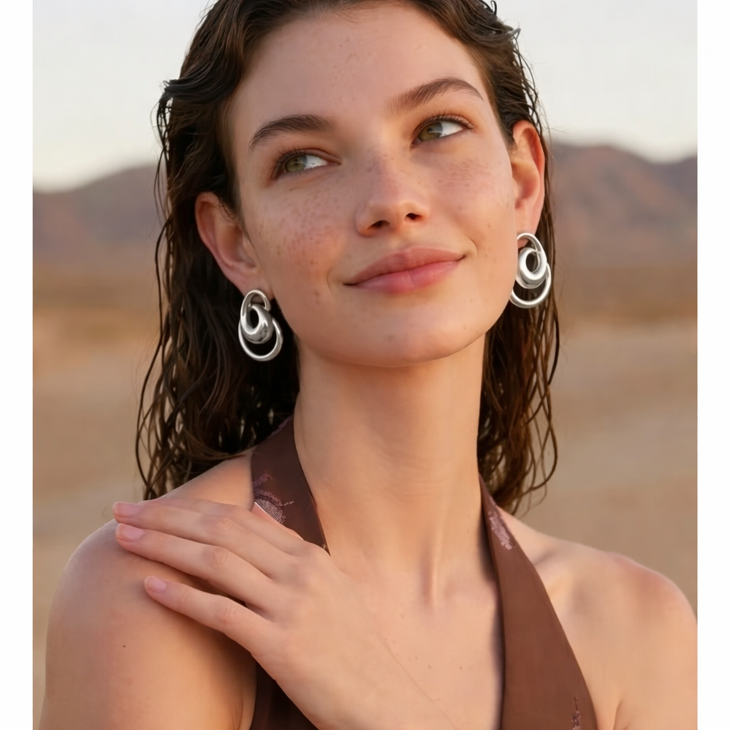 Pendientes Singapur - Plateados