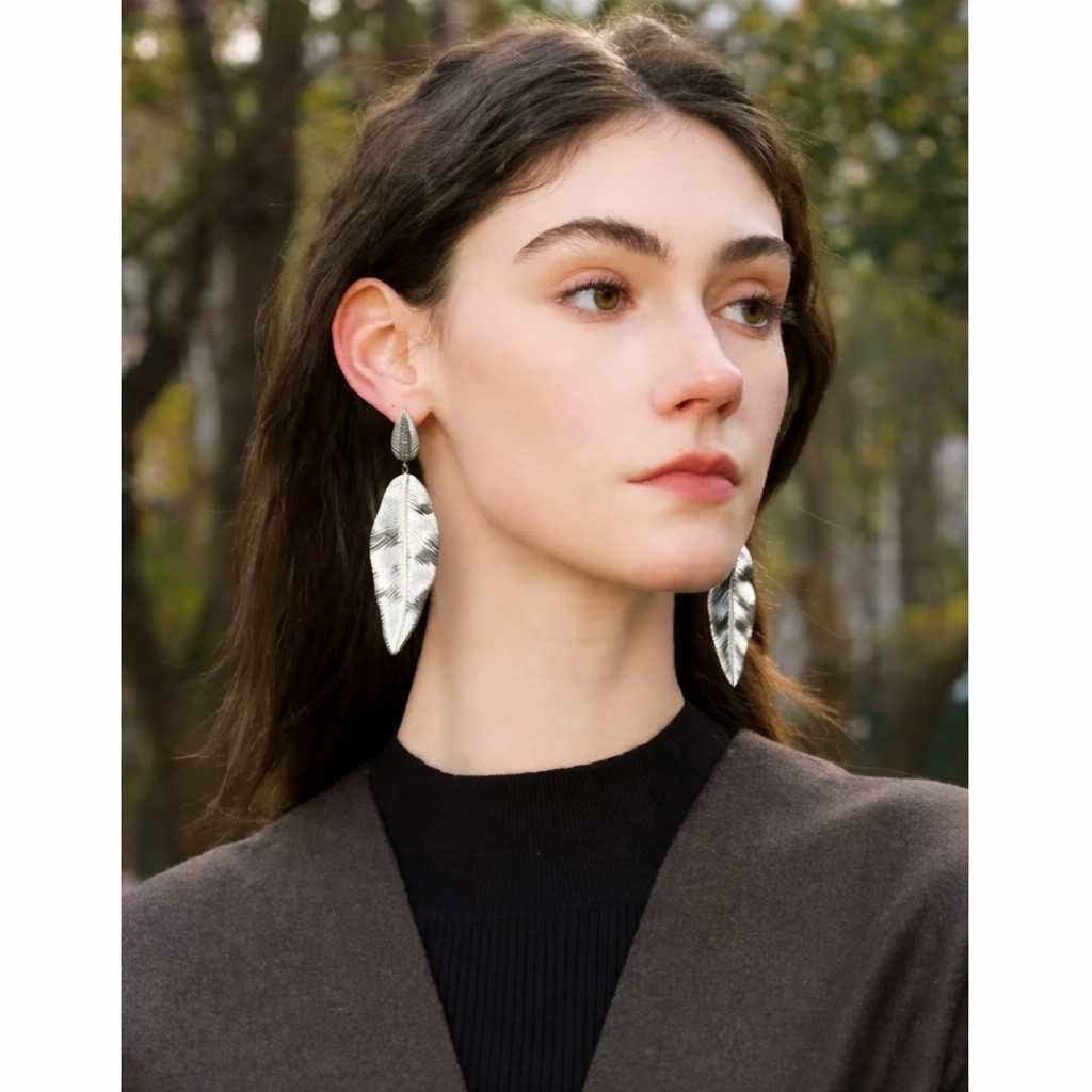 Pendientes Pluma - Plateados