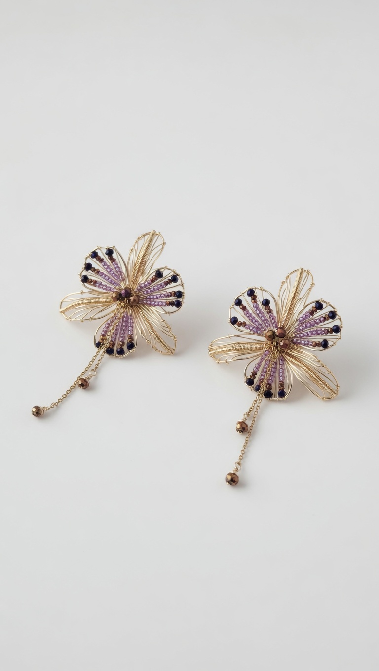 Pendientes Orquídeas - Morados