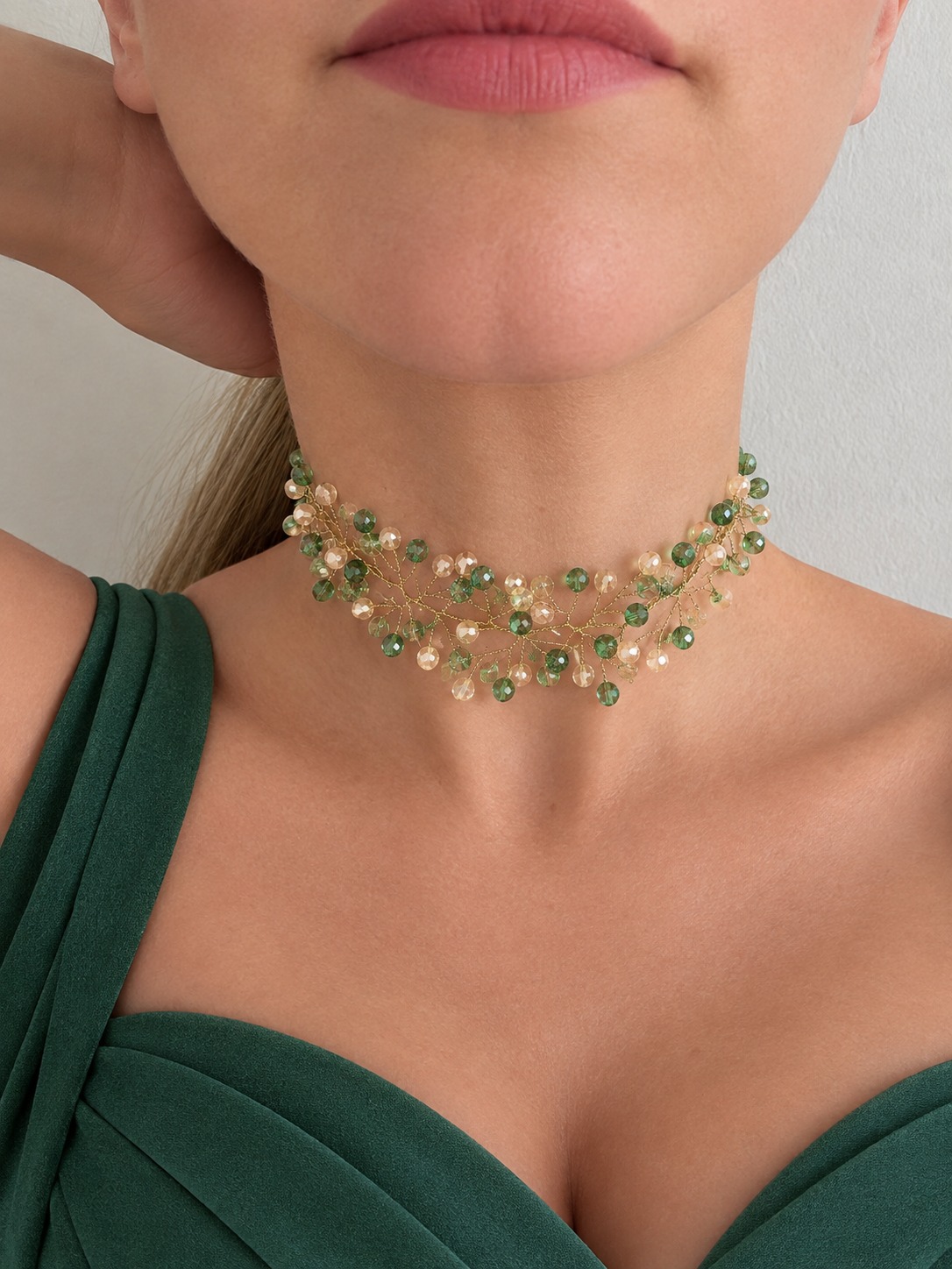 Choker Hilarión - Verde y Beige