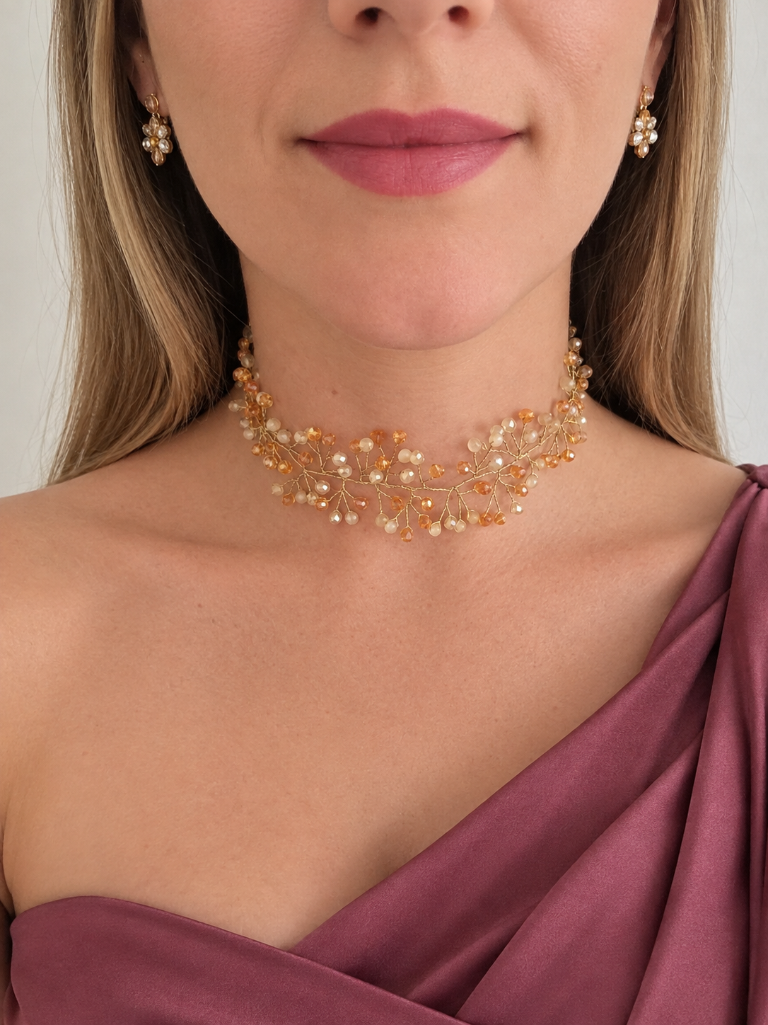 Choker Hilarión - Naranja y Beige